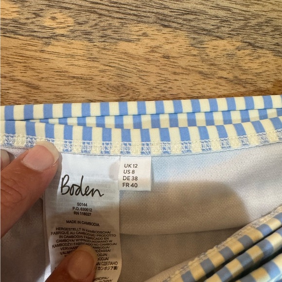 BODEN belted bikini 2 piece set Blue and White Striped - Picture 2 of 3